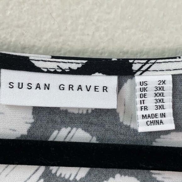 SUSAN GRAVER Womens Plus 2X Top Square Neck Short Sleeve Tunic Stretch Shirt - Picture 5 of 10